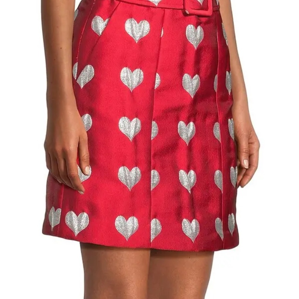 Lisou Leonie Heart Jacquard Belted
Skirt In Red Heart Skirt